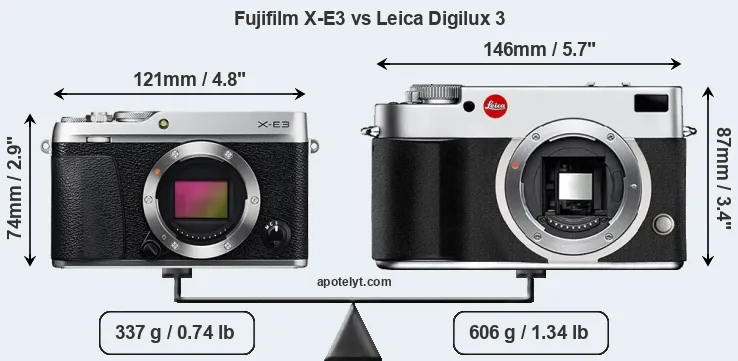 Size Fujifilm X-E3 vs Leica Digilux 3