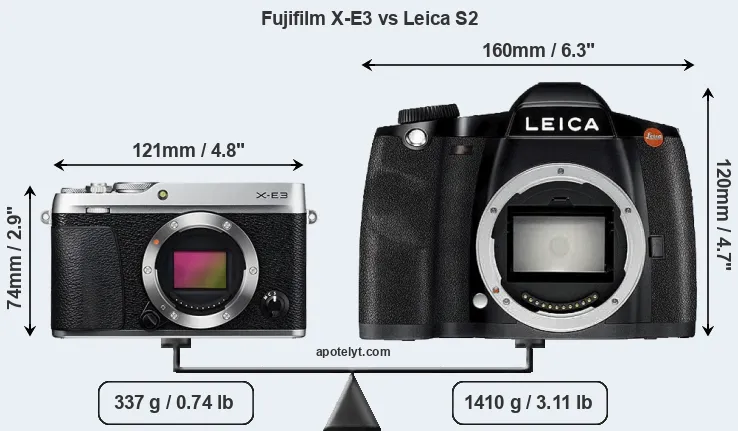 Size Fujifilm X-E3 vs Leica S2