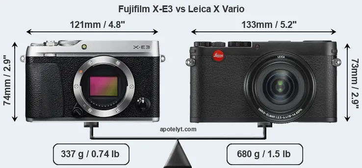 Size Fujifilm X-E3 vs Leica X Vario