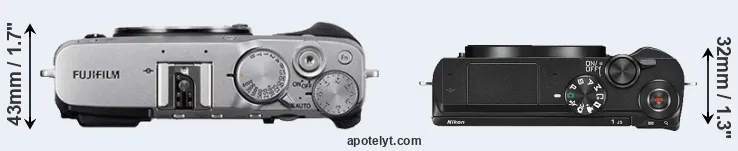 Compare X-E3 versus J5 top
