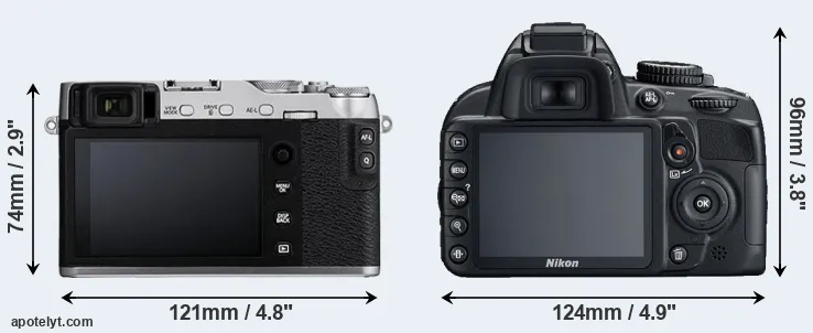 Comparison X-E3 or D3100 rear