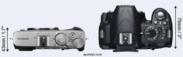 Compare X-E3 versus D3100 top