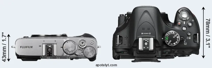 Compare X-E3 versus D5200 top