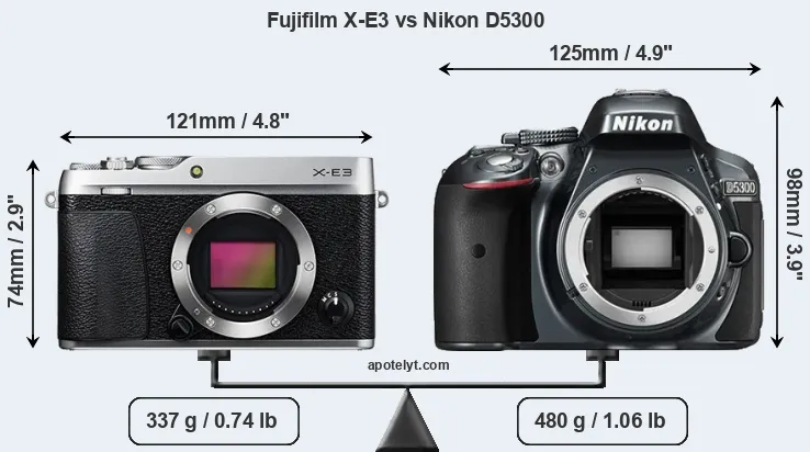 Size Fujifilm X-E3 vs Nikon D5300