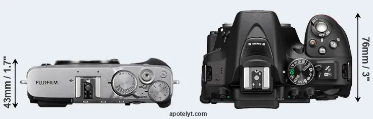 Compare X-E3 versus D5300 top