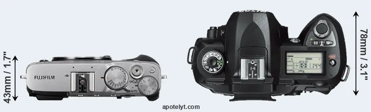 Compare X-E3 versus D70s top