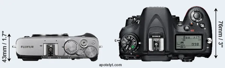 Compare X-E3 versus D7100 top