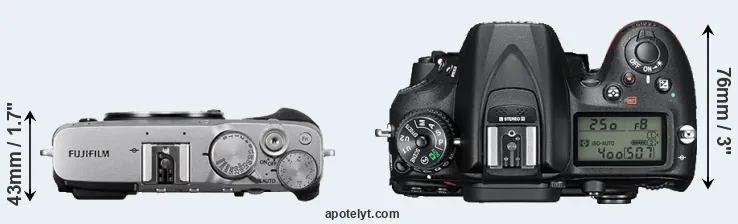 Compare X-E3 versus D7200 top