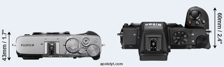 Compare X-E3 versus Z50 top