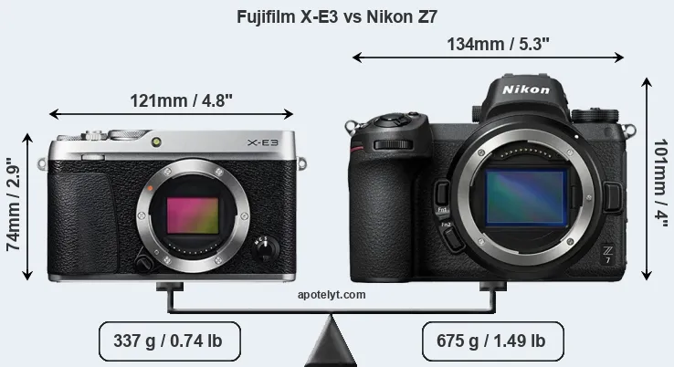 Size Fujifilm X-E3 vs Nikon Z7