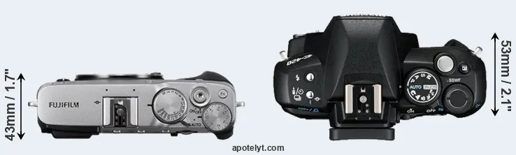 Compare X-E3 versus E-420 top