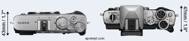 Compare X-E3 versus E-M10 II top
