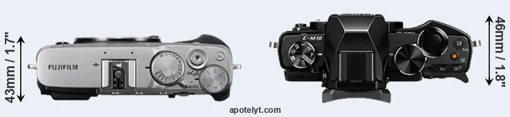 Compare X-E3 versus E-M10 top