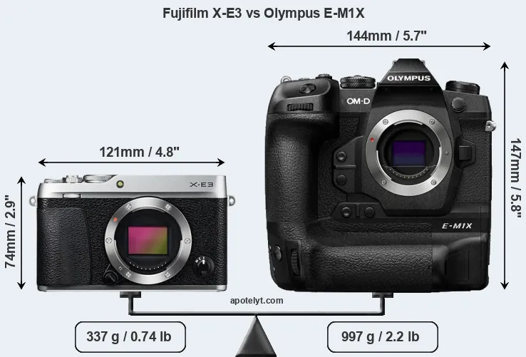 Size Fujifilm X-E3 vs Olympus E-M1X