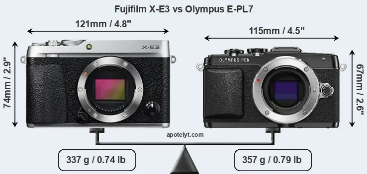 Size Fujifilm X-E3 vs Olympus E-PL7