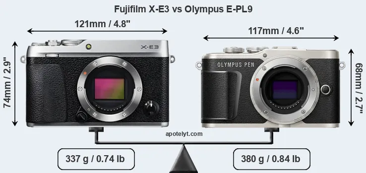 Size Fujifilm X-E3 vs Olympus E-PL9