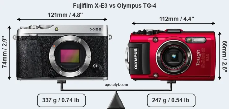 Size Fujifilm X-E3 vs Olympus TG-4