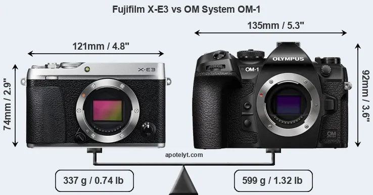 Size Fujifilm X-E3 vs OM System OM-1