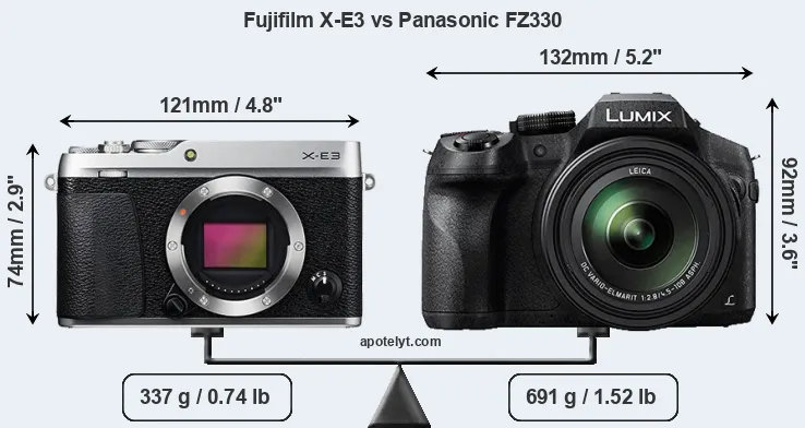 Size Fujifilm X-E3 vs Panasonic FZ330