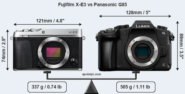 Size Fujifilm X-E3 vs Panasonic G85