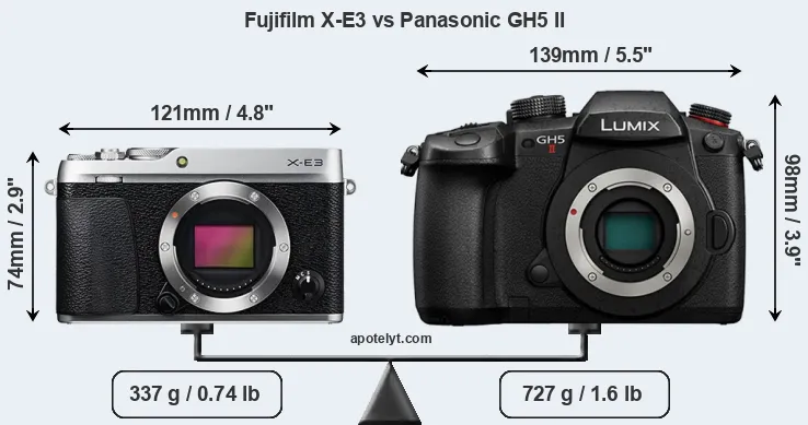 Size Fujifilm X-E3 vs Panasonic GH5 II