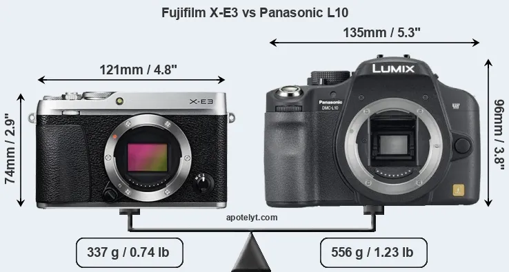 Size Fujifilm X-E3 vs Panasonic L10
