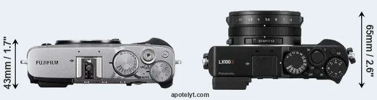 Compare X-E3 versus LX100 II top