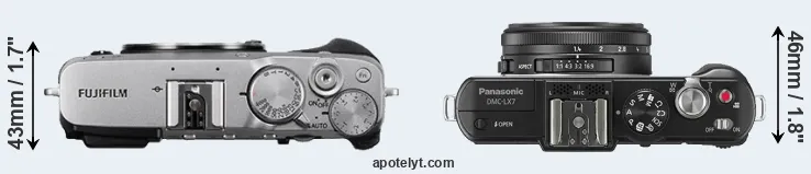 Compare X-E3 versus LX7 top