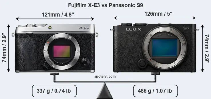 Size Fujifilm X-E3 vs Panasonic S9