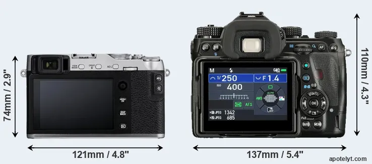 Comparison X-E3 or K-1 II rear