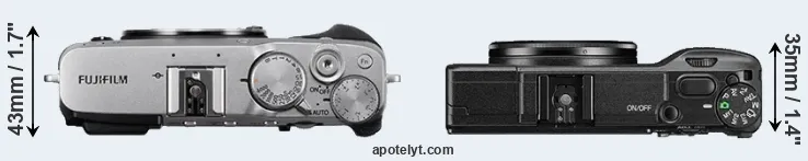 Compare X-E3 versus GR II top