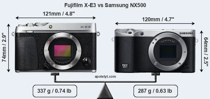 Size Fujifilm X-E3 vs Samsung NX500