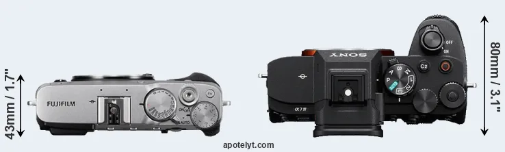 Compare X-E3 versus A7 IV top