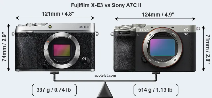 Size Fujifilm X-E3 vs Sony A7C II