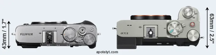 Compare X-E3 versus A7C II top