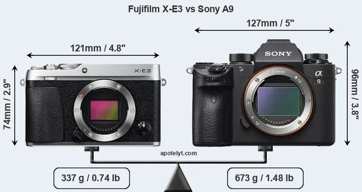 Size Fujifilm X-E3 vs Sony A9