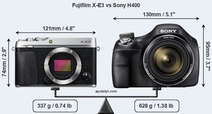 Size Fujifilm X-E3 vs Sony H400