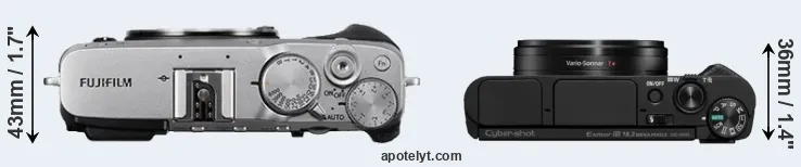 Compare X-E3 versus HX95 top