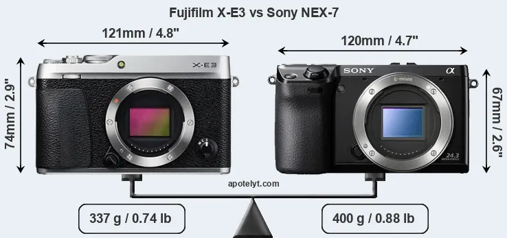 Size Fujifilm X-E3 vs Sony NEX-7