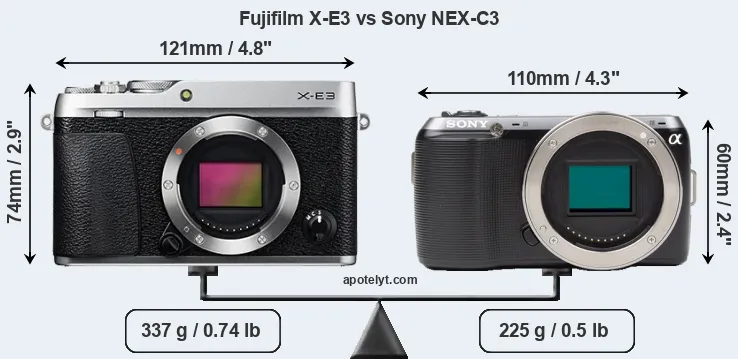 Size Fujifilm X-E3 vs Sony NEX-C3