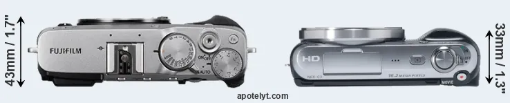 Compare X-E3 versus NEX-C3 top