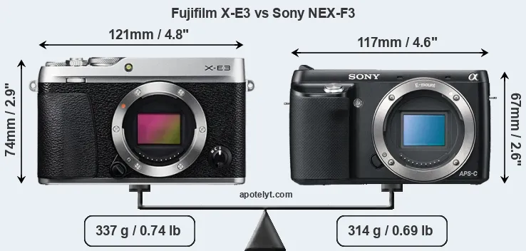 Size Fujifilm X-E3 vs Sony NEX-F3