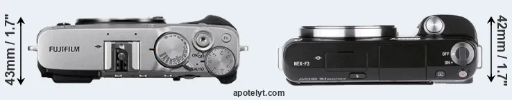 Compare X-E3 versus NEX-F3 top