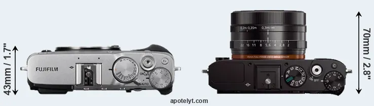 Compare X-E3 versus RX1 top