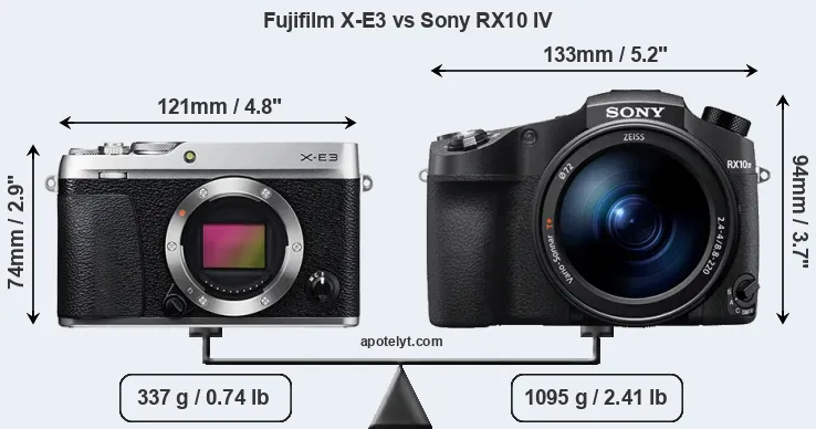 Size Fujifilm X-E3 vs Sony RX10 IV