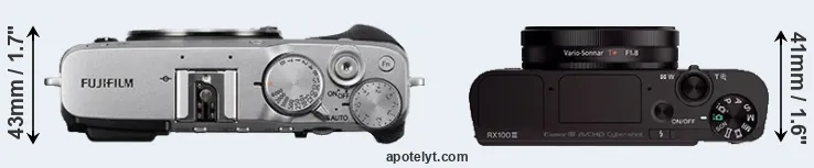 Compare X-E3 versus RX100 III top