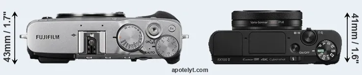Compare X-E3 versus RX100 V top