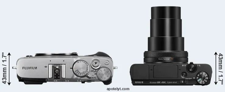 Compare X-E3 versus RX100 VI top