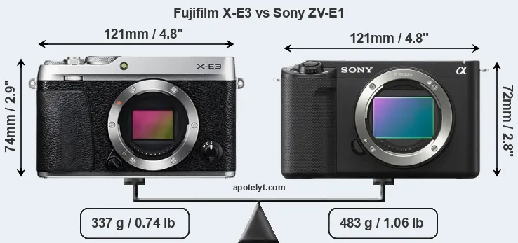 Size Fujifilm X-E3 vs Sony ZV-E1