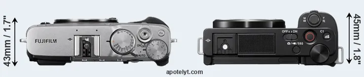 Compare X-E3 versus ZV-E10 top